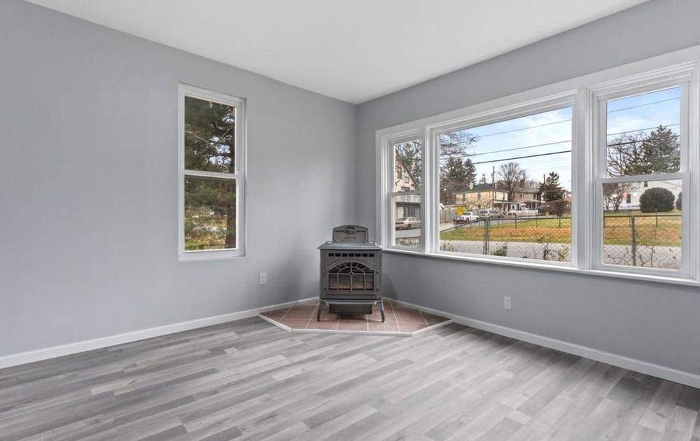 Living room with wood stove