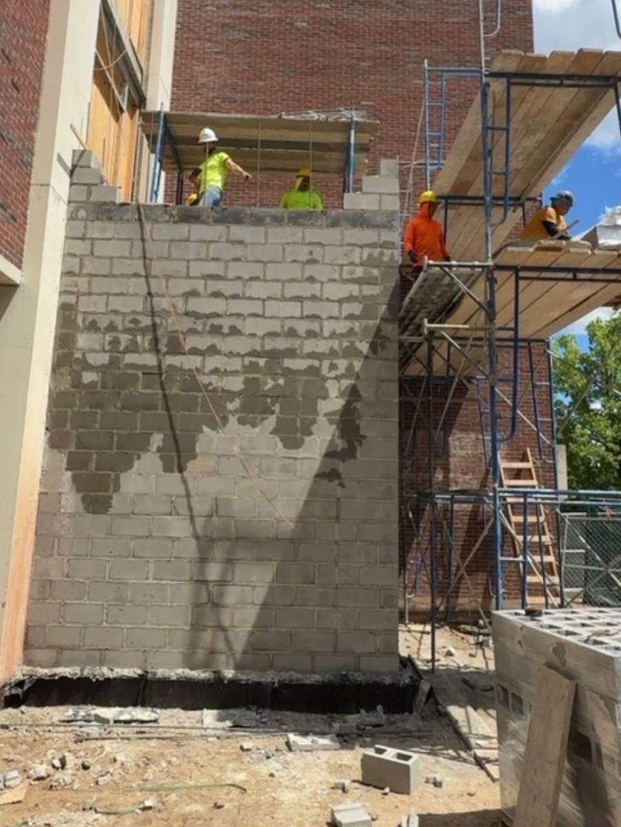Crew on scaffold