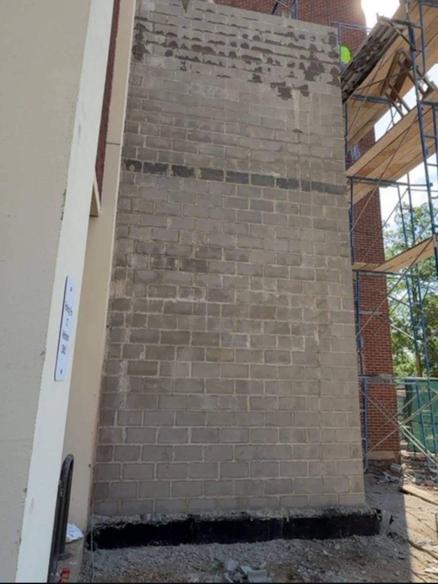 Completed CMU wall